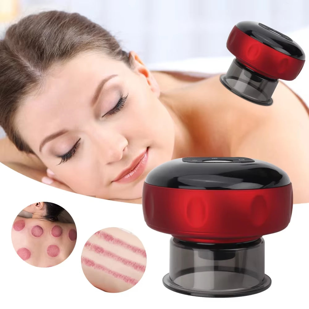 Electric Vacuum Cupping Device Guasha Heating Suction Cup Body Scraping Massager Physical Fatigue Relief Anti-Cellulite Therapy