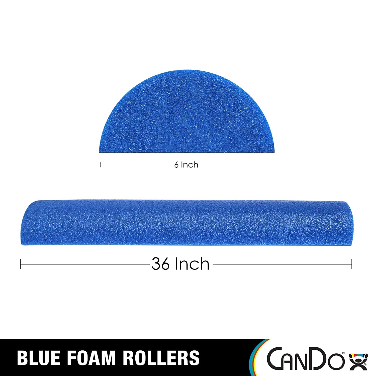 Blue PE Foam Rollers for Fitness, Exercise Muscle Restoration, Massage Therapy, Sport Recovery and Physical Therapy for Homes, Clinics, and Gyms 6" X 36" Half-Round