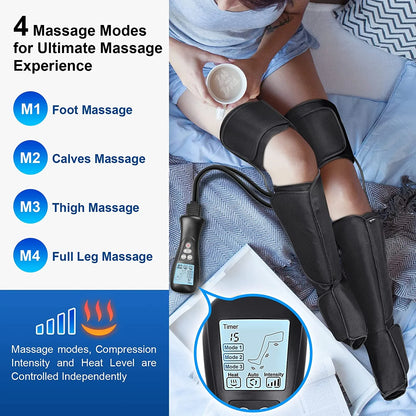 ® Leg Massager with Heat and Compression, 4 Modes 4 Intensities for for Leg Foot, Calf, Thigh Massage Reduces Swelling, Sore Muscles, Pain Relief, Gift for Dad Mom Him Her