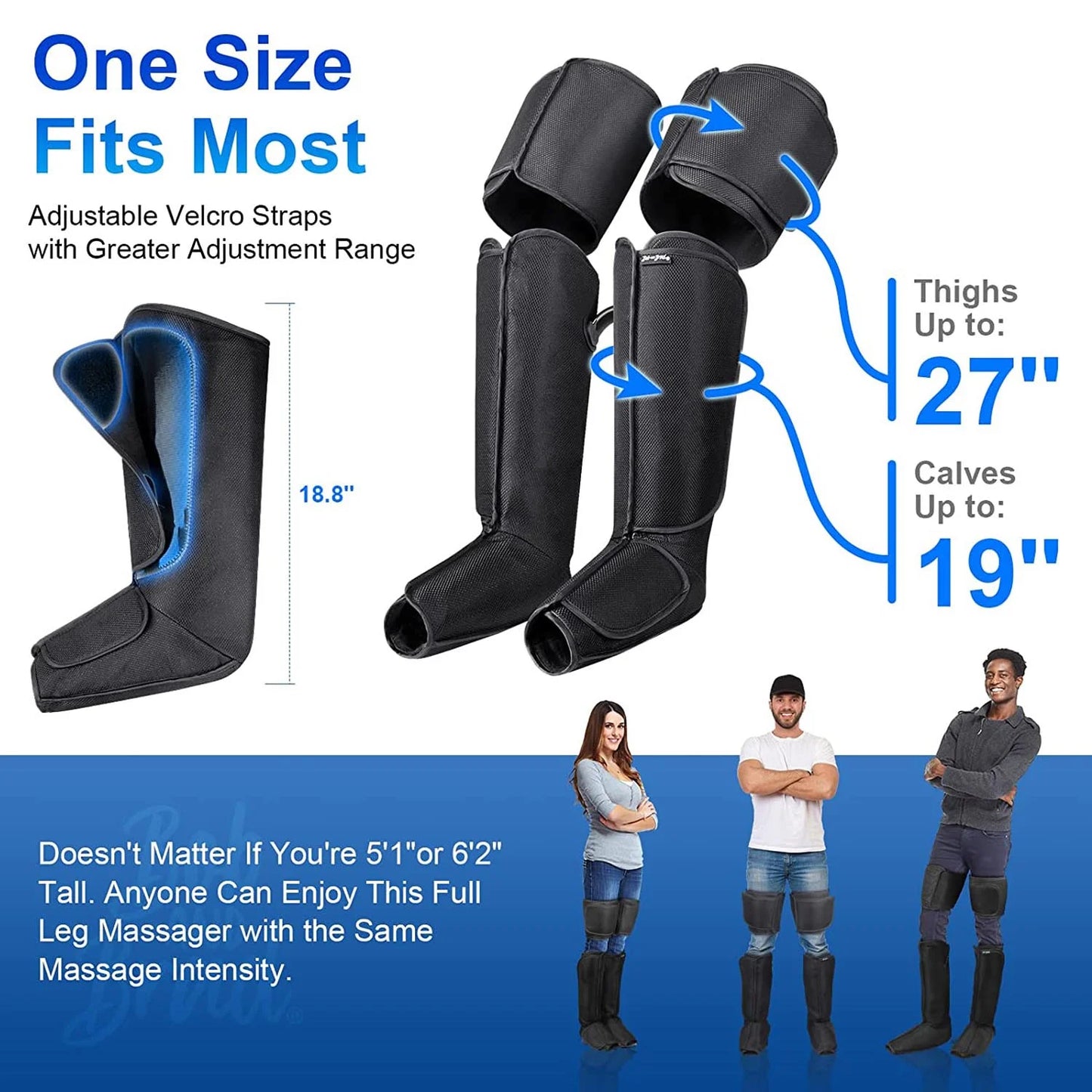 ® Leg Massager with Heat and Compression, 4 Modes 4 Intensities for for Leg Foot, Calf, Thigh Massage Reduces Swelling, Sore Muscles, Pain Relief, Gift for Dad Mom Him Her