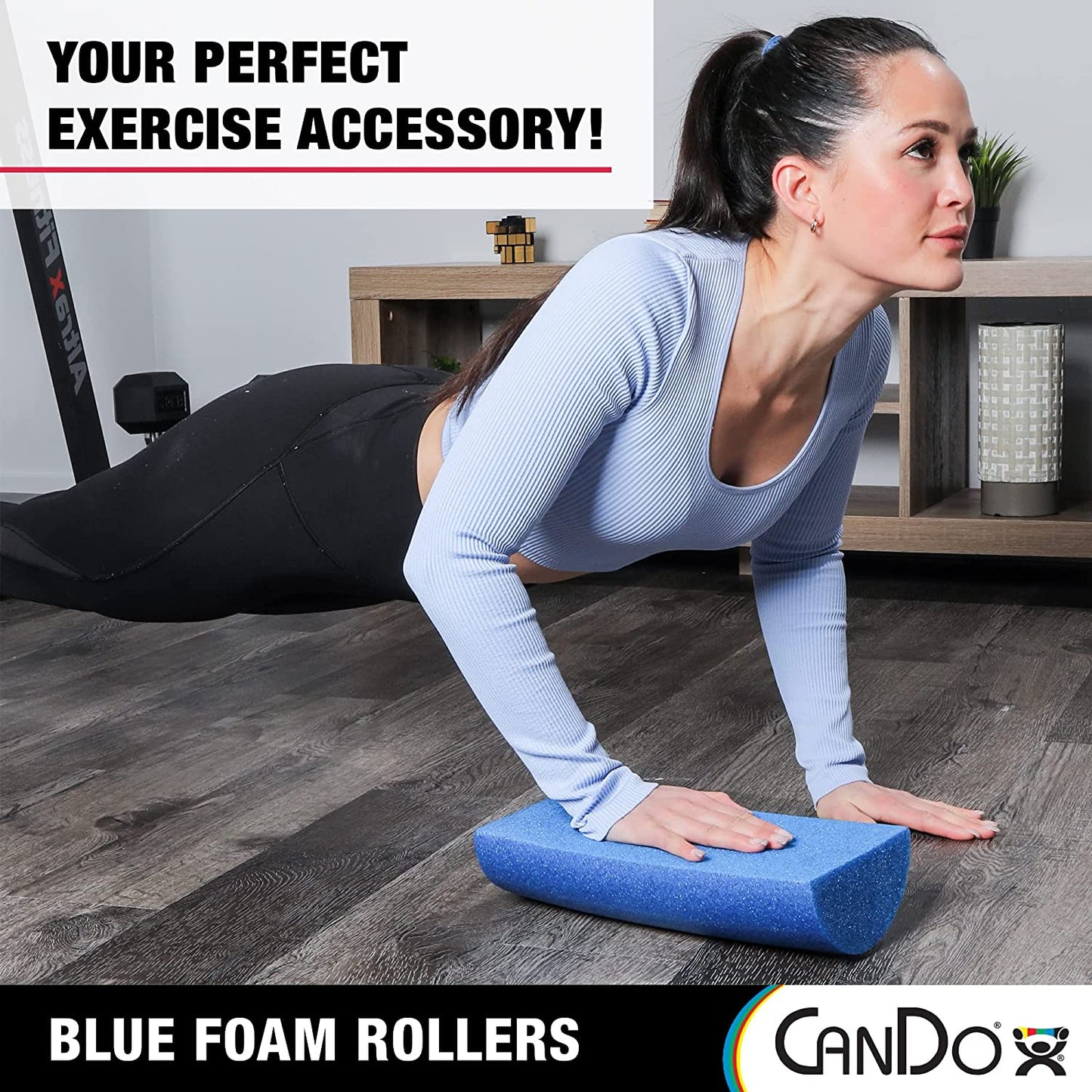 Blue PE Foam Rollers for Fitness, Exercise Muscle Restoration, Massage Therapy, Sport Recovery and Physical Therapy for Homes, Clinics, and Gyms 6" X 36" Half-Round