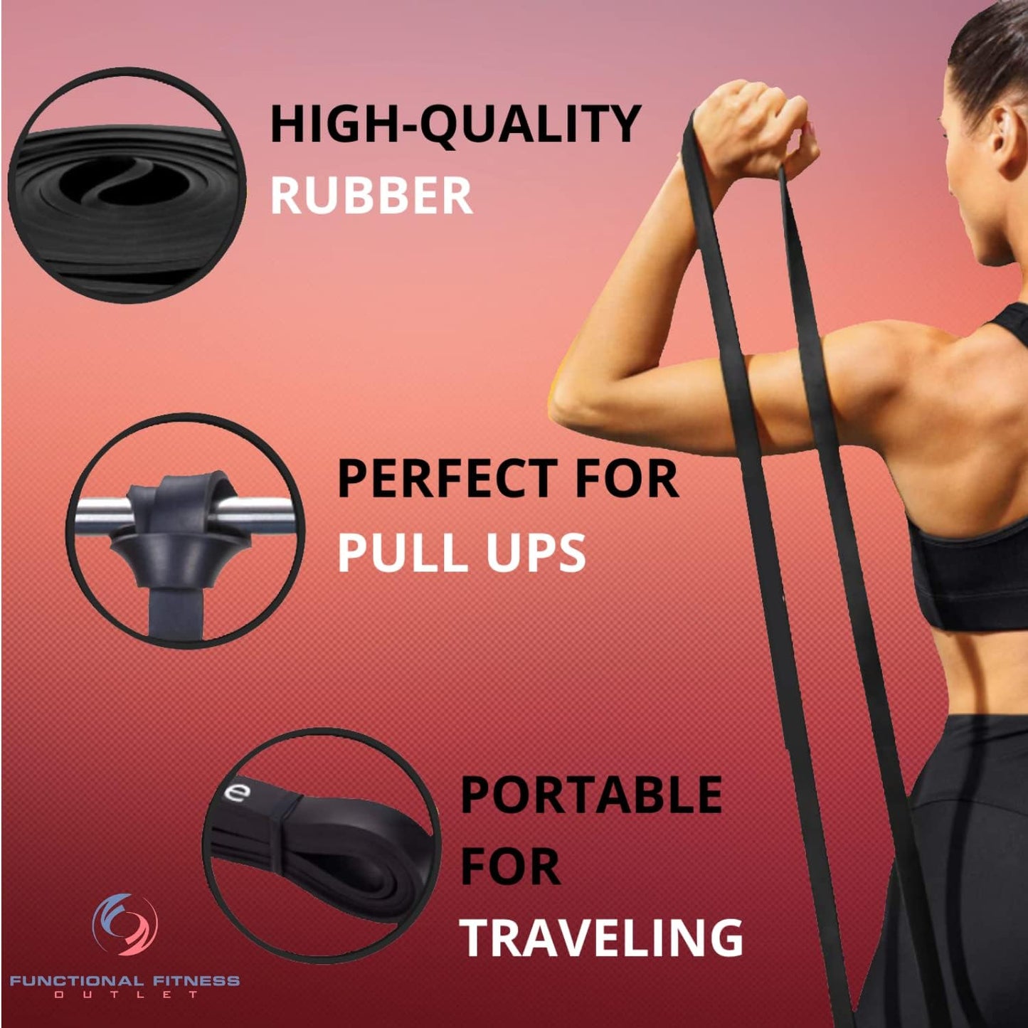 Pull up Assist Bands Set by Functional Fitness. Heavy Duty Resistance and Assistance Training Band