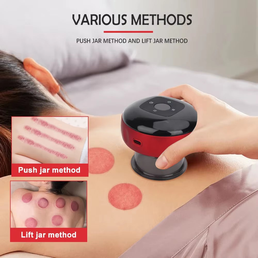 Electric Vacuum Cupping Device Guasha Heating Suction Cup Body Scraping Massager Physical Fatigue Relief Anti-Cellulite Therapy