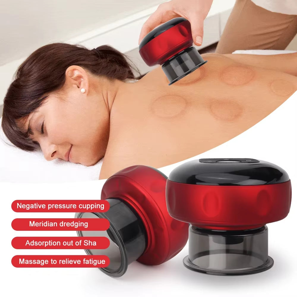 Electric Vacuum Cupping Device Guasha Heating Suction Cup Body Scraping Massager Physical Fatigue Relief Anti-Cellulite Therapy