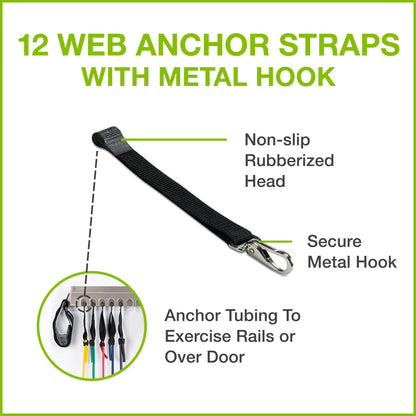 Web Anchor Strap with Metal Hook – Resistance Band Exercise Equipment – Home Gym Physical Therapy -