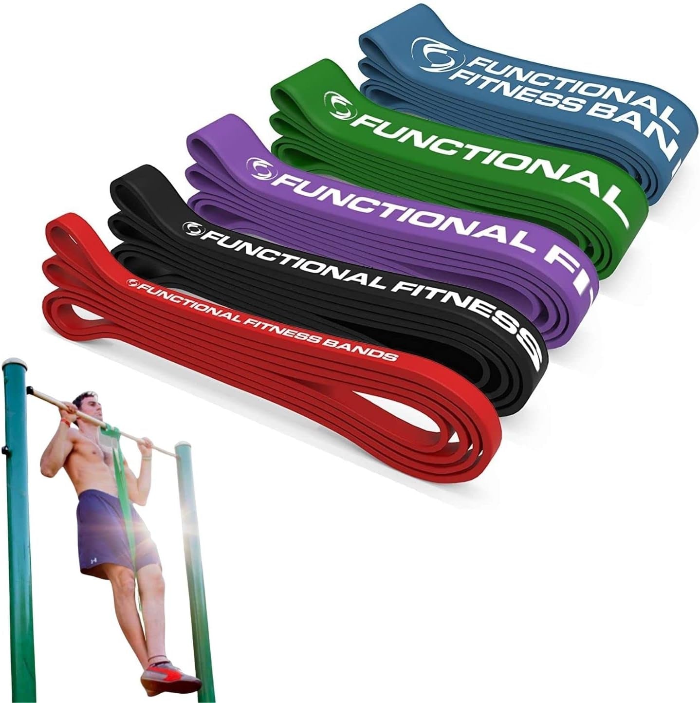 Pull up Assist Bands Set by Functional Fitness. Heavy Duty Resistance and Assistance Training Band